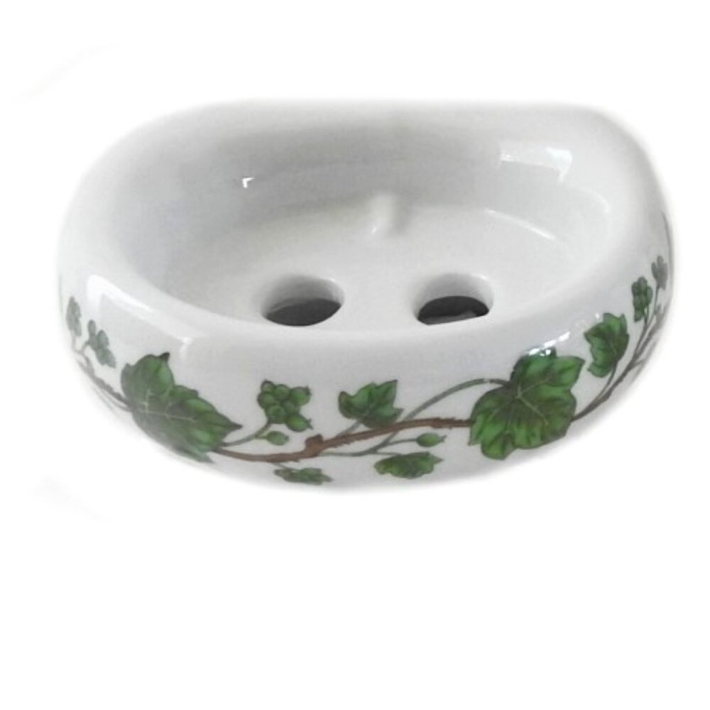 Vintage Porcelaine De Paris France Ceramic Soap Dish Ivy Pattern 1971 Wall Mount